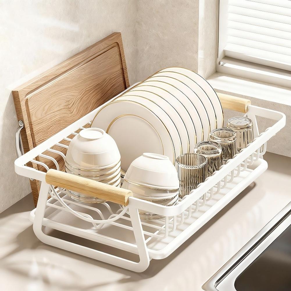 Plate Organizer Dish Rack For Kitchen Sink Rust-resistant Iron Reinforced Structure Quick Water Drainage For Plates