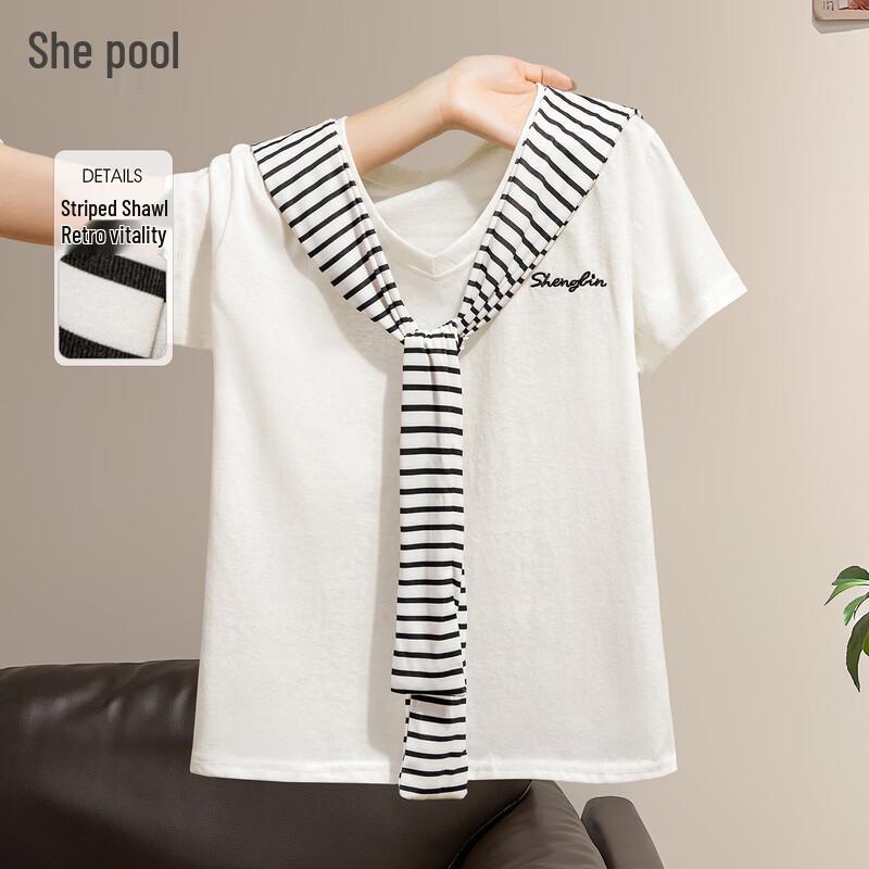 Women s V-Neck Embroidered Short Sleeve T-Shirt 40