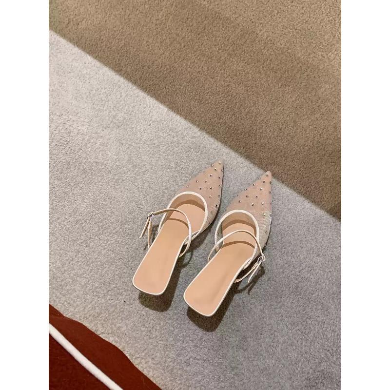 

~ Seoul Sister~ Temperament Square Head Transparent Word with Open Toe Middle Heel Sandals Female Summer 40