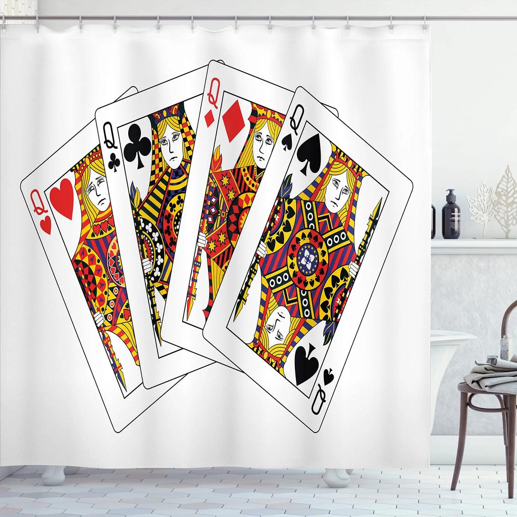 Pokerové vodotěsné sprchové závěsy Látka do koupelny Sprchový závěs Hrací karty Hotel Domov Kolej Vany Závěsy Dekorace