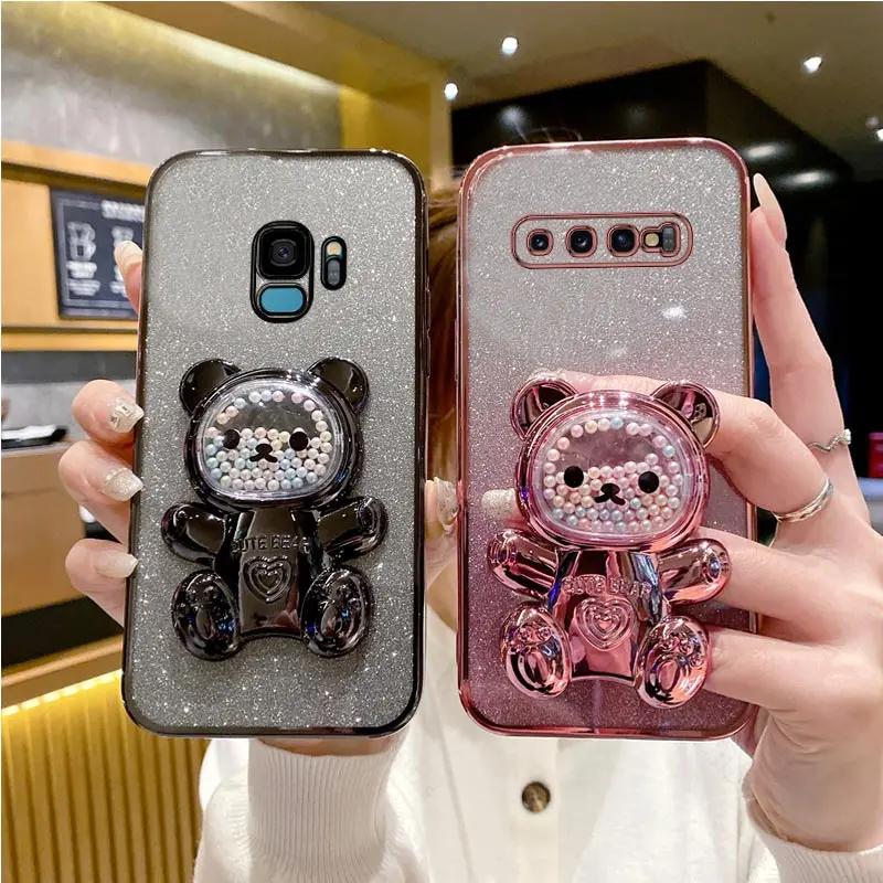 S10 Niedliche Bärenhalterhülle für Samsung Galaxy s10 plus s 10plus S10 Note10 20 Ultra plus Stand Cover s21fe s 20 Fe S23 FE