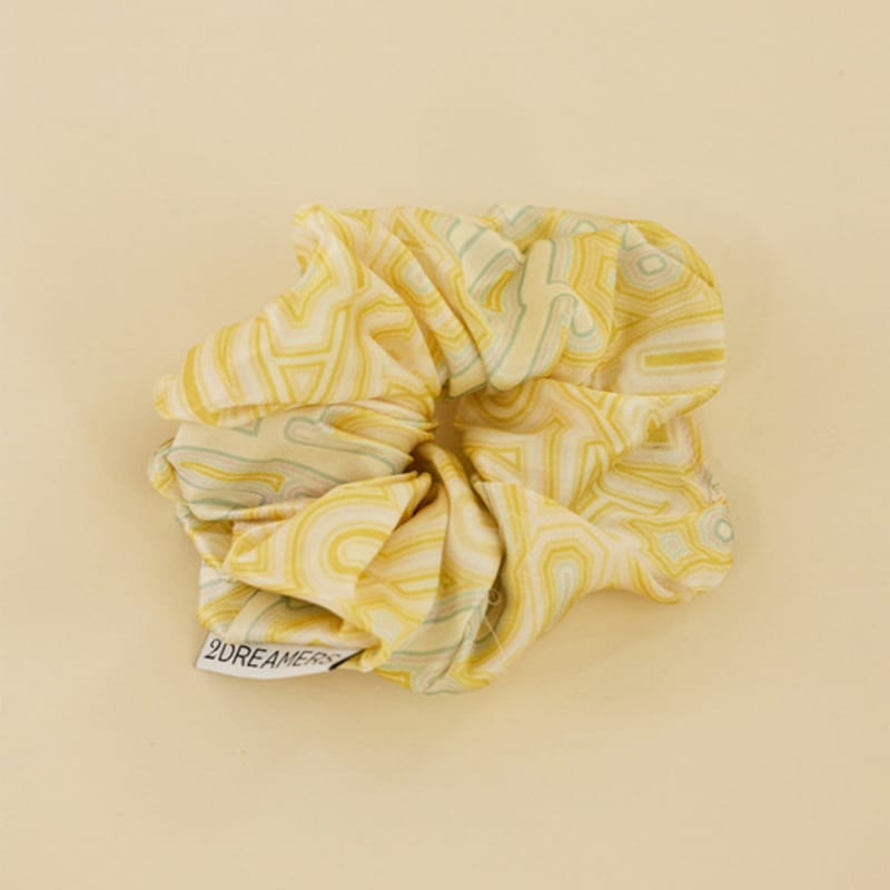 2DREAMERS Letter Maze Yellow Silk Scrunchie
