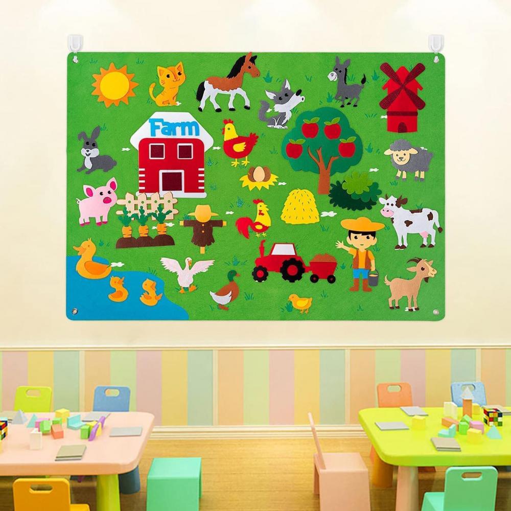 Gleamkid Busy Board In Feltro - Giocattolo Educativo Montessori 3-6 Anni, Tavola Sensoriale Con 10 Attività, Pannello Appendere A Parete - Regalo Compleanno Bambino