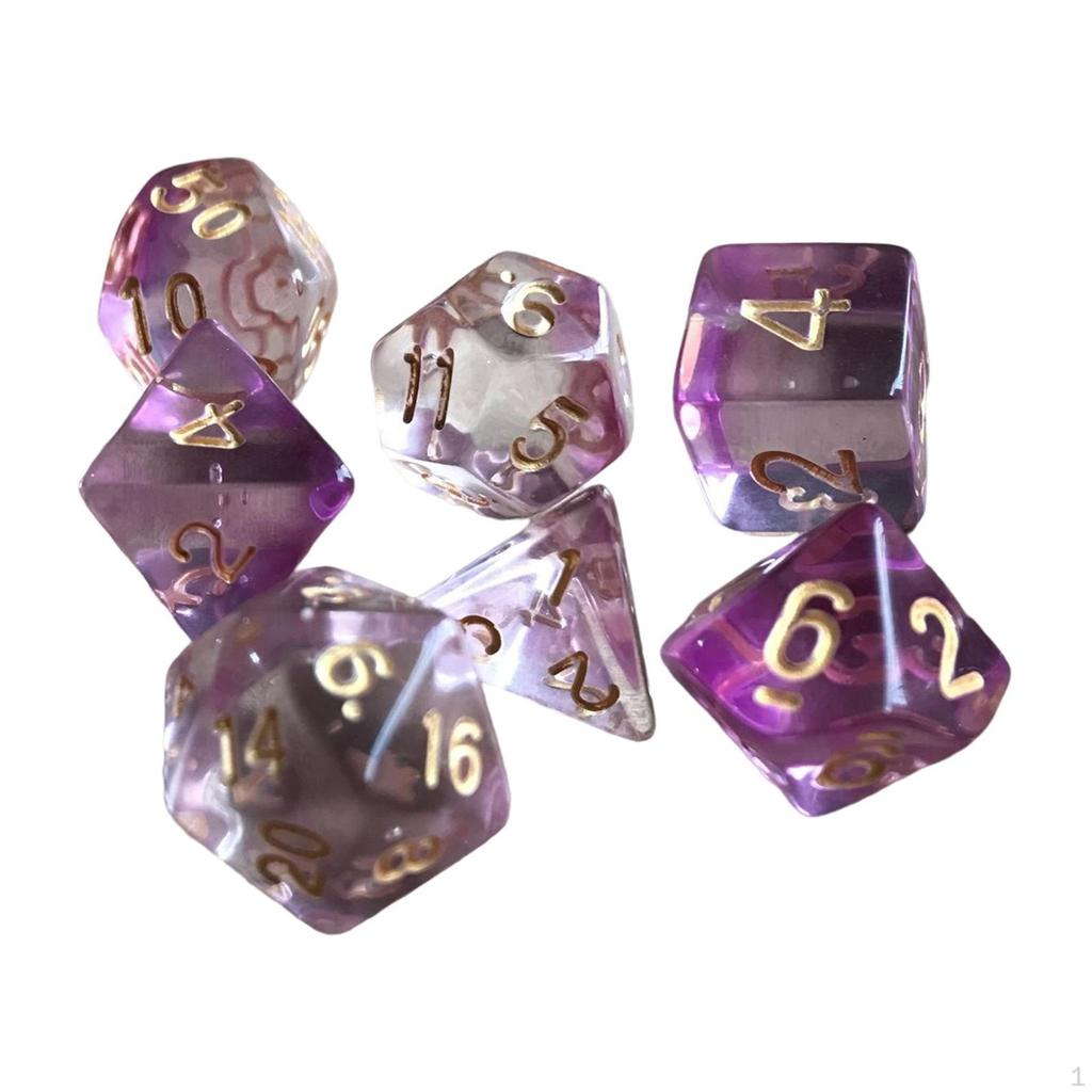 7 Pieces Polyhedral D4-D20 Family Table Game for Role Playing Cafe