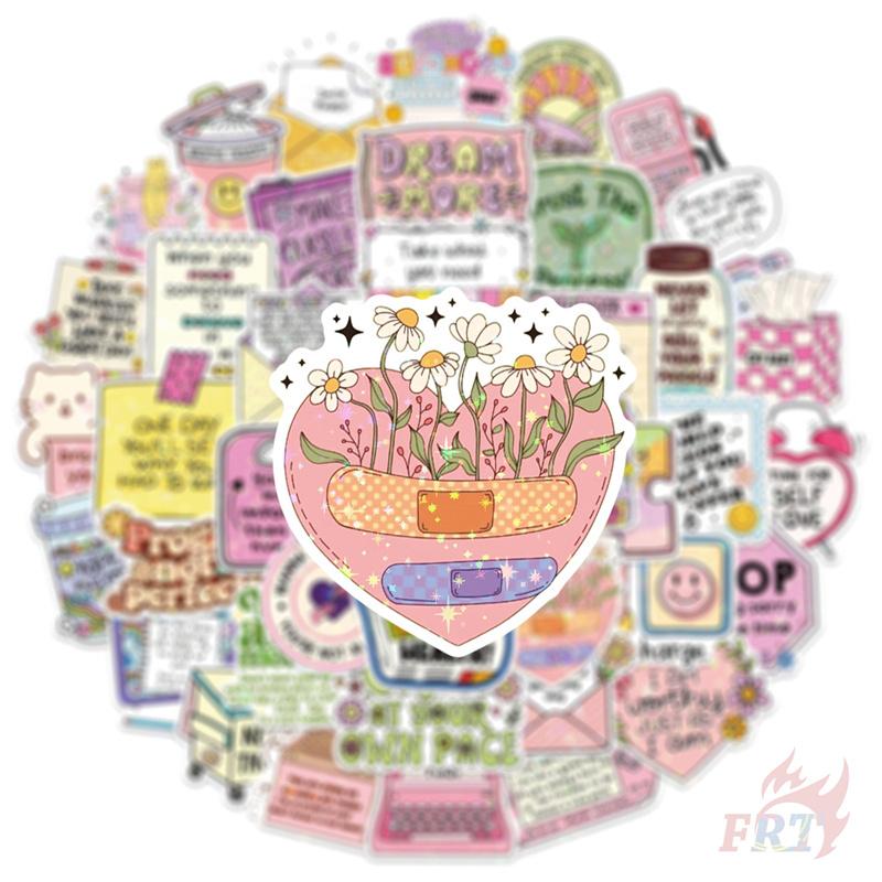 50Pcs/Set Funny Healing Phrase Series 01 Shiny Stickers DIY Fashion Waterproof Doodle Decals Stickers