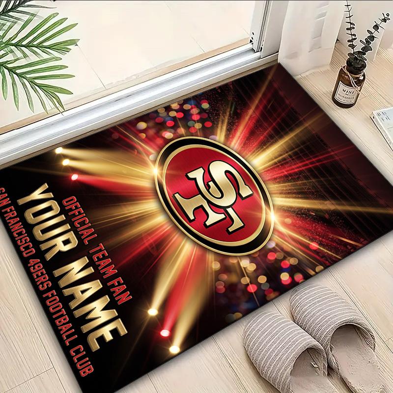 Benutzerdefinierter Teppich San Francisco Football Bereichsteppich Geeignet für Innen und Außen, Teppiche für Häuser, Büros, Wohnzimmer, Heimdekoration, Weihnachtsgeschenk