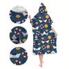Cartoon Boat Hooded Beach Towel Robe Soft Absorbent Quick Dry Bathrobe for Travel Camping