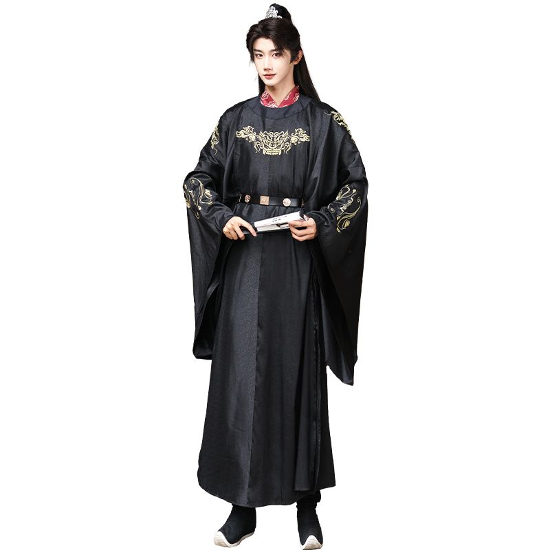 Chinese Style Round Neck Robe Embroidered Hanfu For Wedding Groom And Groomsmen