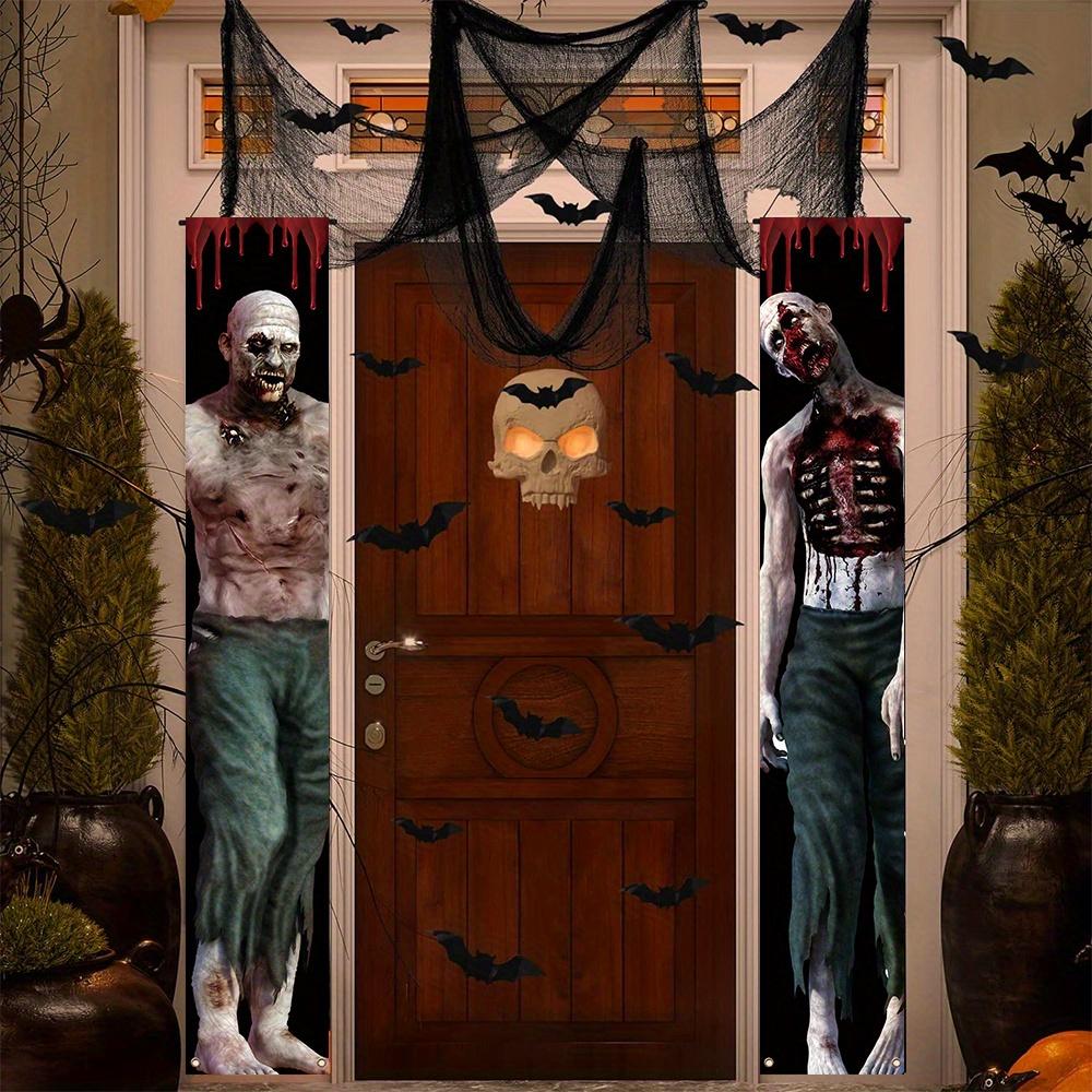 Halloween Porch Sign Zombie Multipurpose Carnival 1 Pair Polyester Indoor Outdoor Decor