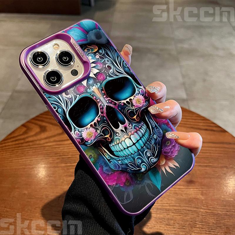 Halloween Colorful Skull Pumpkin Ghost Bat Pattern Phone Case For iPhone 17 16 Pro Max 15 Pro 14 13 12 11 7 8 Plus X XS XR Cover