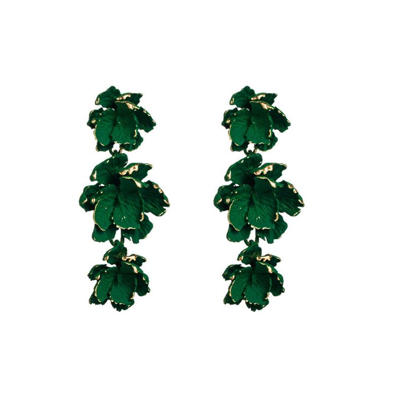

Серьги-цветы Многослойные женские серьги-подвески 3.2*7.5cm зелёный