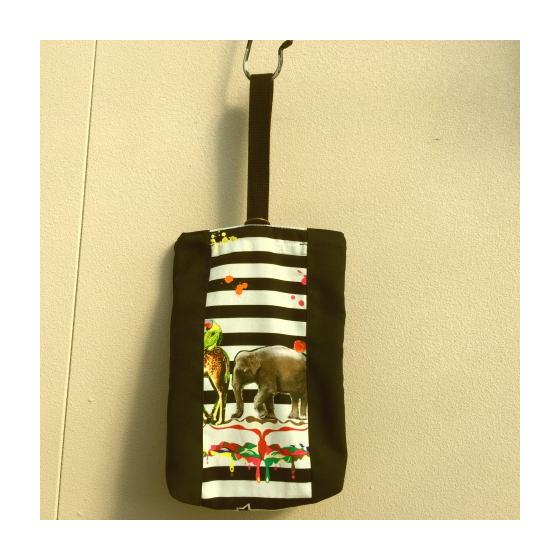 

[Shoe bag] Washable! Handmade children s shoe bags with safari lining 1 in stock/black, white/denim/stripe Keiko school gift, kindergarten