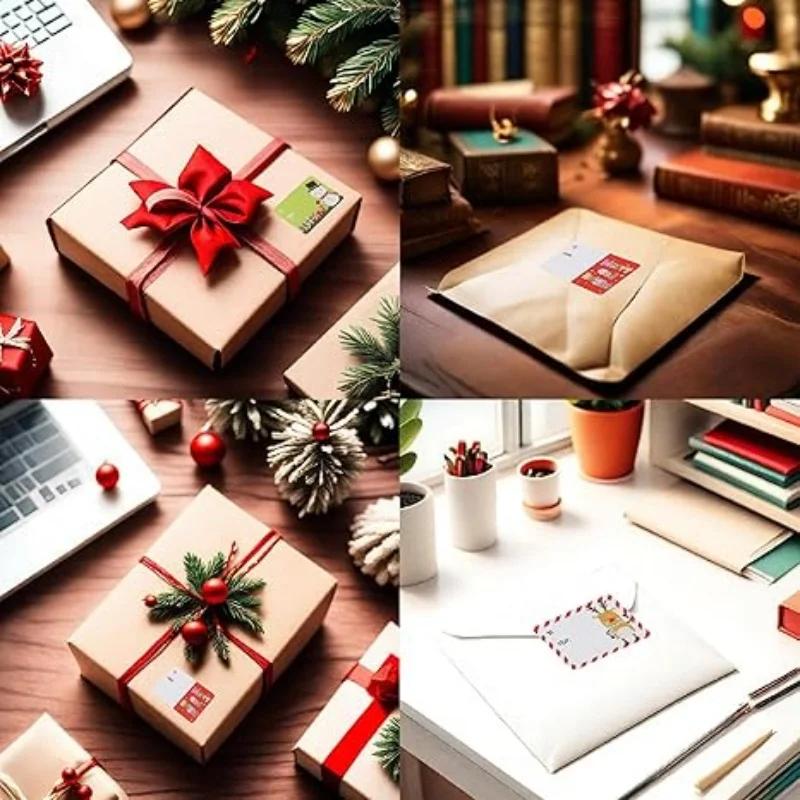 Christmas Gift Tags for Holiday Presents Decoration, Santa Christmas Labels Self Adhesive Stickers, Xmas Name Tag Stickers