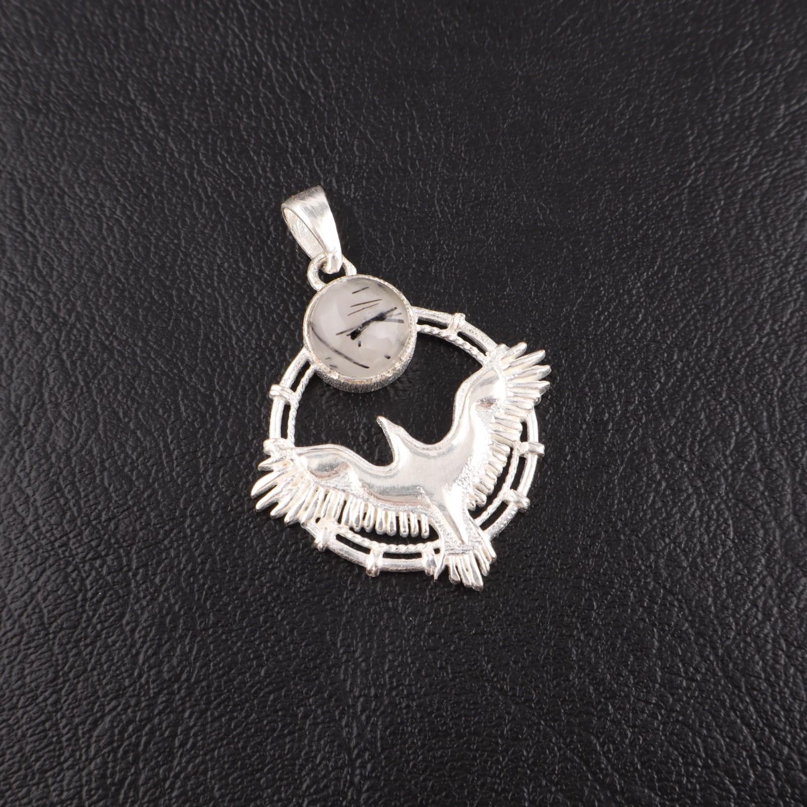 

Black Rutile Gemstone 925 Sterling Silver Jewelry Pendant 1.43 Gift For Friend CP-38-32