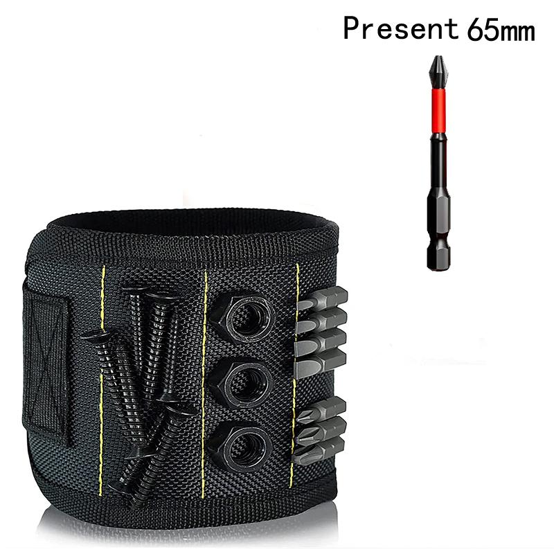 

Magnetic Wrist Strap for Fixing Screws, Nails, Drill Bits, Wrist Tool with Strong Magnet, Black Strap for Fixing