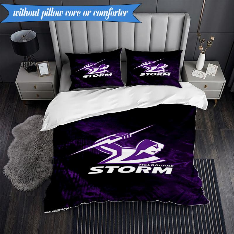 3PCS Melbourne Storm Team Bedding Set 2D Printing (Includes 1 Duvet Cover + 2 Pillowcases Coreless), Bedroom decor,Fan Gift