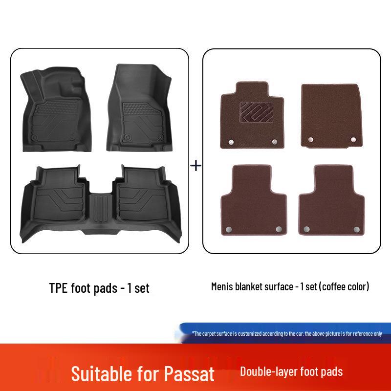 Volkswagen Passat Fully Enclosed TPE Floor Mats, Car-Specific, Original Color, 25 Model Compatibility, Double-Layer Design