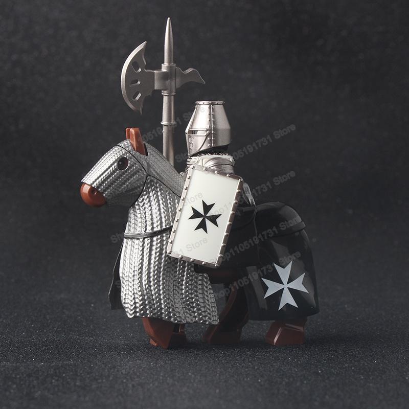 Medieval Knight Serie Figures Building Blocks Warrior Soldiers Guards Lion Heart Hospital Teutonic Knight Battle Pastor Kid Gift