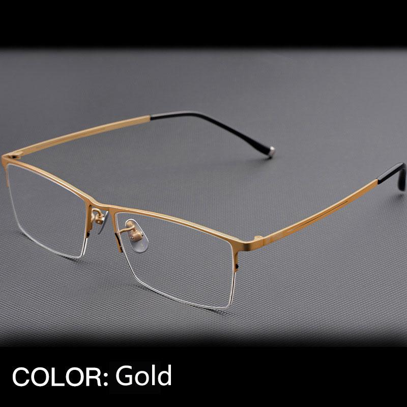Men Pure Titanium Ultra-Light Eyeglasses Frame Myopia Hyperopia Half Frame Optical Prescription Glasses Frame золотой