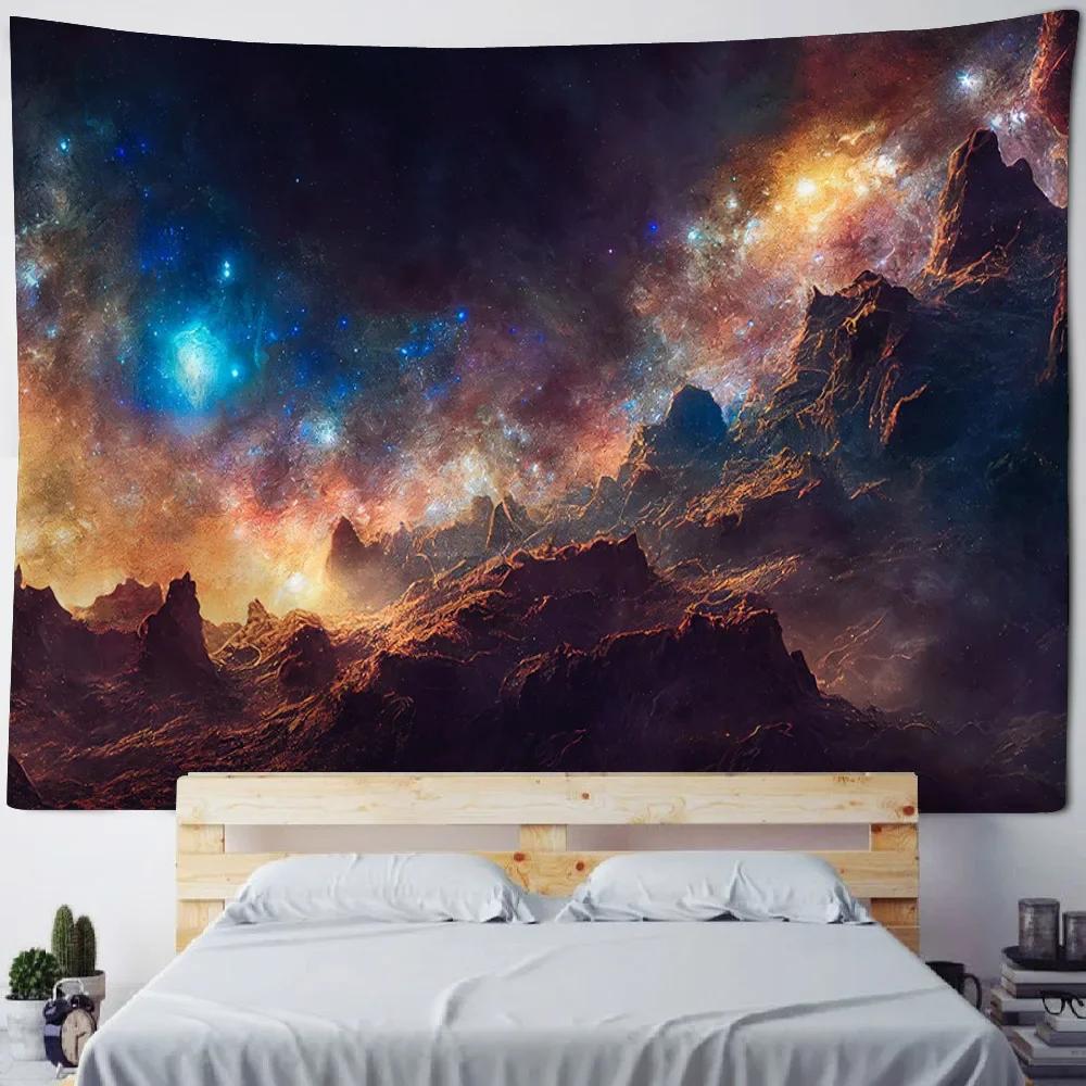 Sea Starry Sky Tapestry Wall Hanging Aurora Home Decoration Background Cloth Bedroom Living Room Dormitory Hanging Paintings