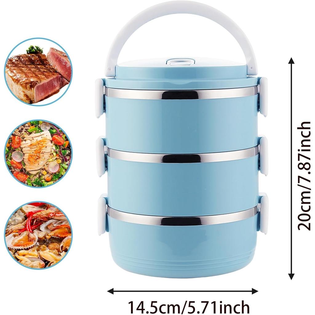 1pcs Stackable Stainless Steel Lunch Box Insulated With Handles  Portable Leak-Proof BPA-Free Bento Box for Adults Work, Picnic
