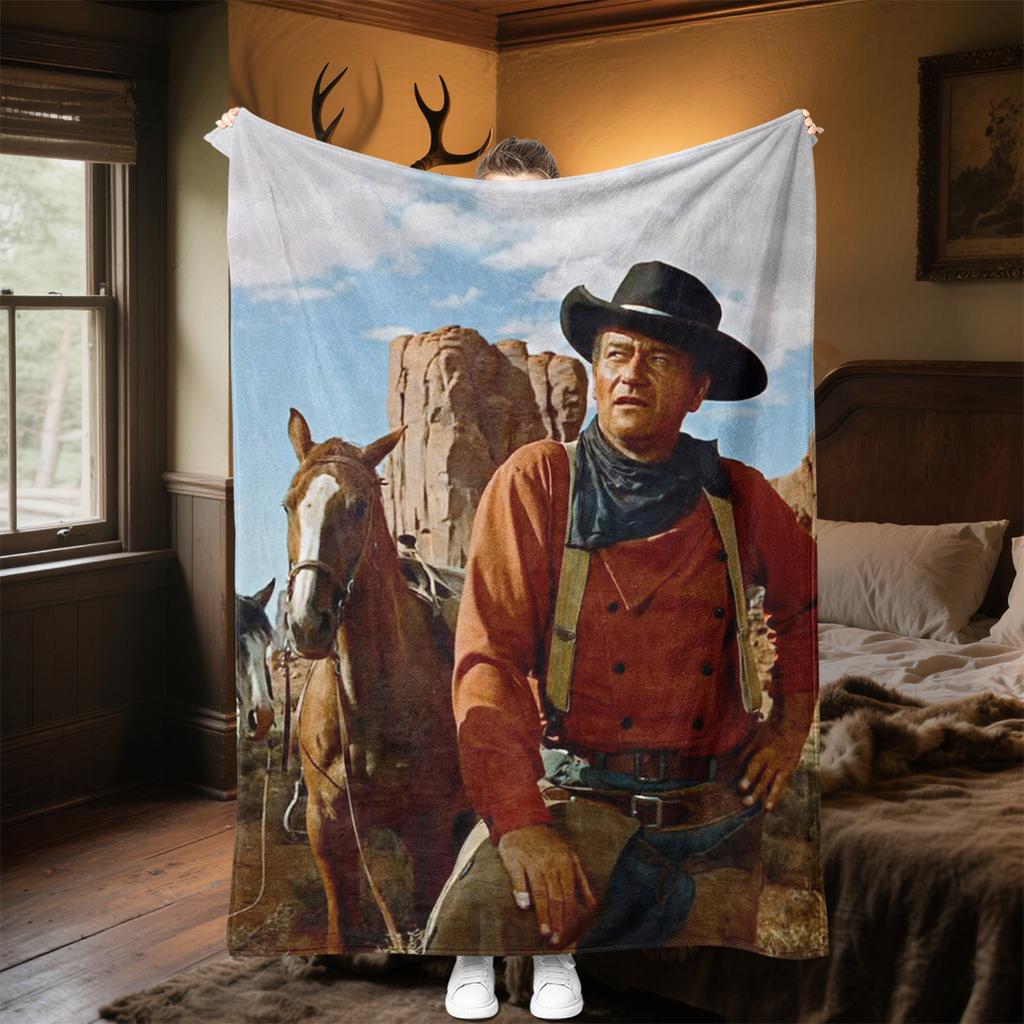 John Wayne Western Cowboy Blanket Soft Comfortable All Seasons Perfect Sofa Office Nap Travel Festive Gift