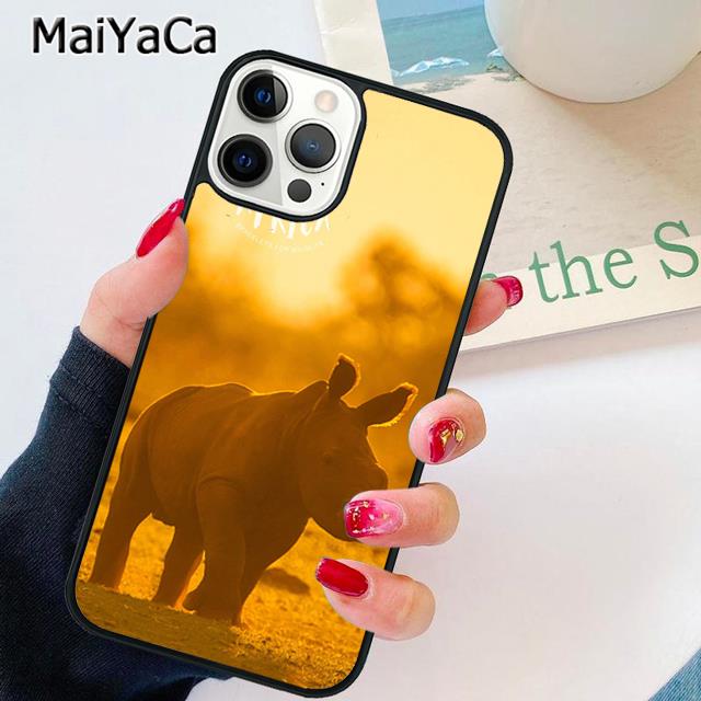 

MaiYaCa Animal Rhino Phone Case Cover For iPhone 17 Air 16 15 plus 11 12 13 14 pro max shell coque iPhone 11pro max