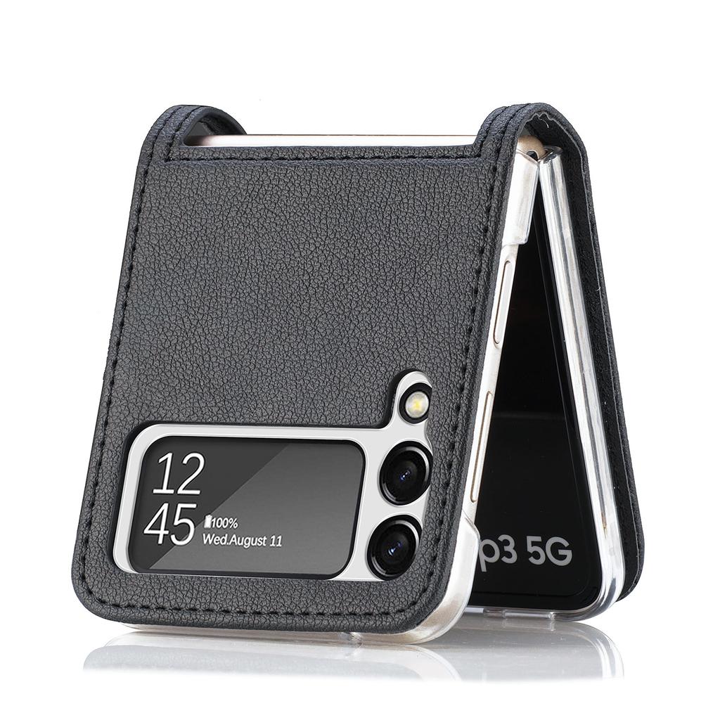 Shockproof Thin Card Slot Leather Case For Samsung Galaxy Z Flip 3 Flip4 Flip 4 Flip3 5g Anti -Scratch Protective Phone Cover