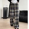 Plaid Pants for Autumn and Winter Plus Velvet Pants for Women Wearing Loose Draped Retro Casual Pants for Women High Waist Wide-leg Pants