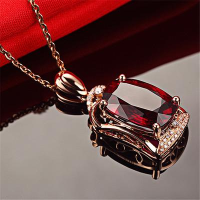 Luxury  Elegant Rose Gold Pendant Necklace Women Engagement Necklace Jewelry Wedding Anniversary Gift