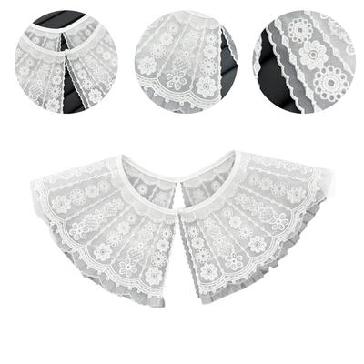 Lace Floral Collar Elegant Sweet Girls Blouse Collar Detachable for Lady Delicate Embroidery Collar Floral Pattern