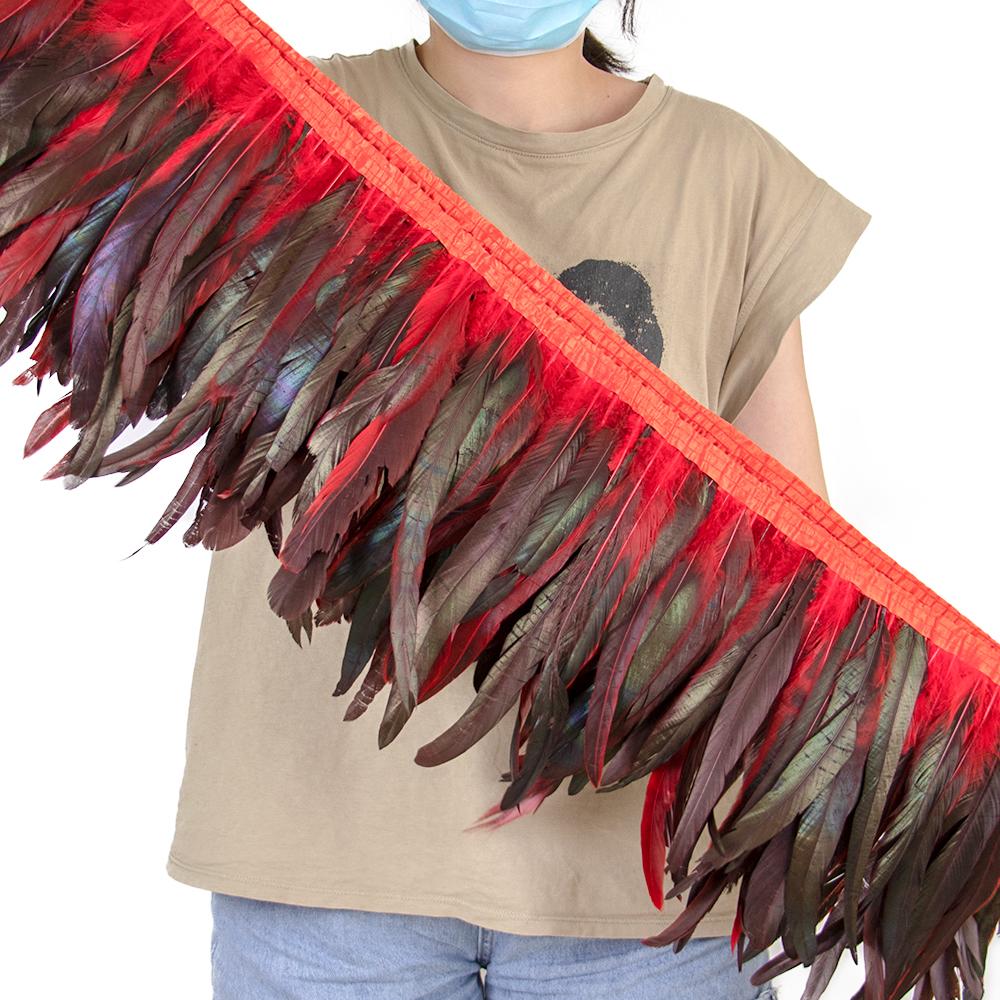 Feather25-30cm Orange Rooster Pheasant Tail Feathers Trim Fringe for Crafts Carnival Party Clothes Costume Plume Ribbon Decoration 10M