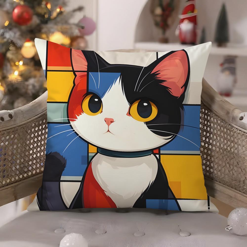 Illustration of diagonal square art Pillow Case Comfort Sofa Bed Silky elegant Invisible zipper Decorative cushion cover