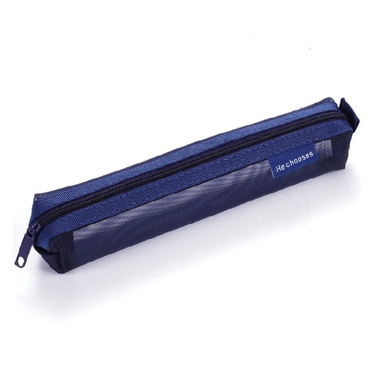 

See Through Mesh Pencil Case Small Light Weight Pen Pouches Pen Bag Pencil Case Travel Cosmetic Bag for Student Women синий