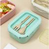 850ml Divided Lunch Box Portable Large Capacity Microwae Bento Box with Fork and Spoon Food Storage Container for School Camping