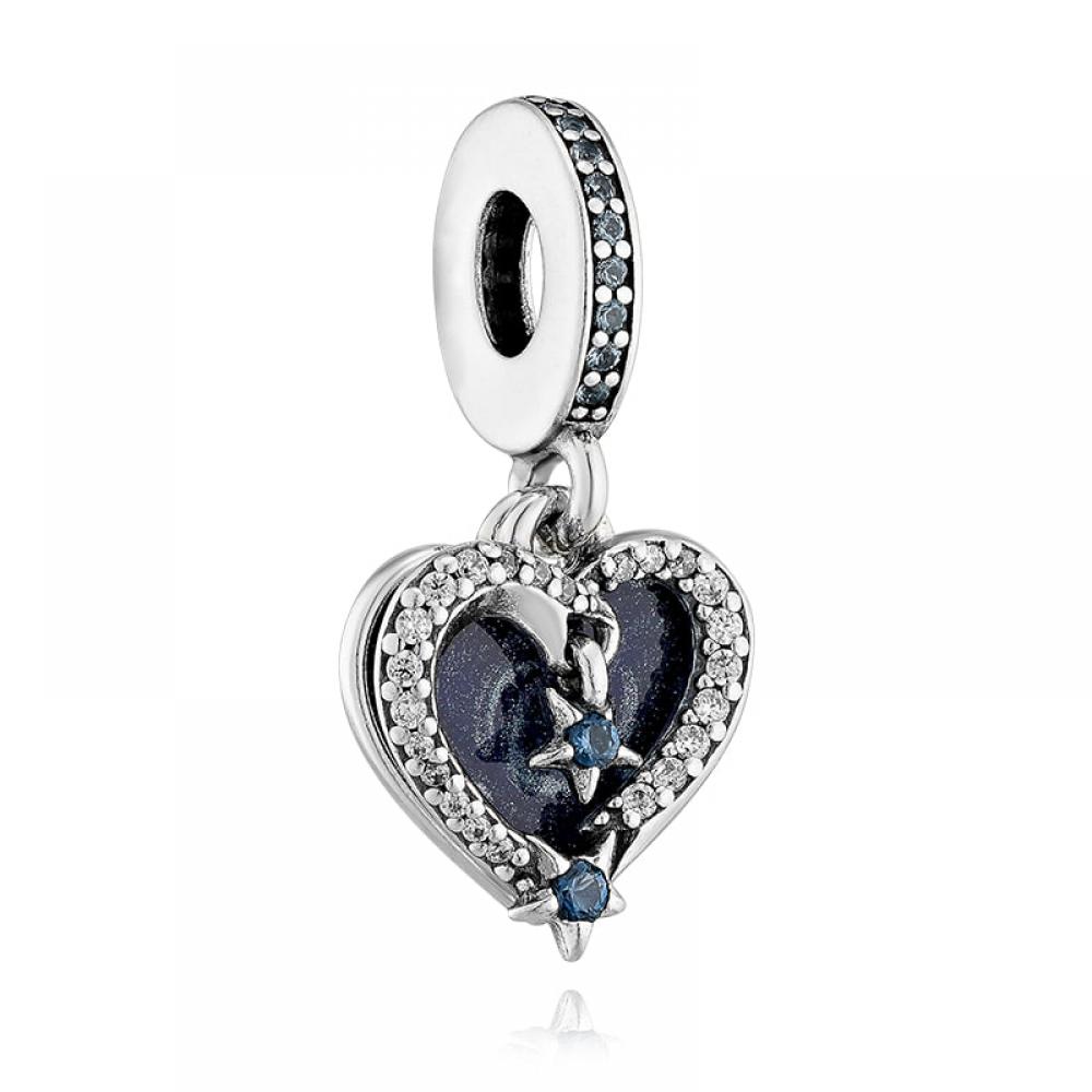 PAndora 792356c01 Celestial Shooting Star Heart Pendant And Dangle Silver Charm