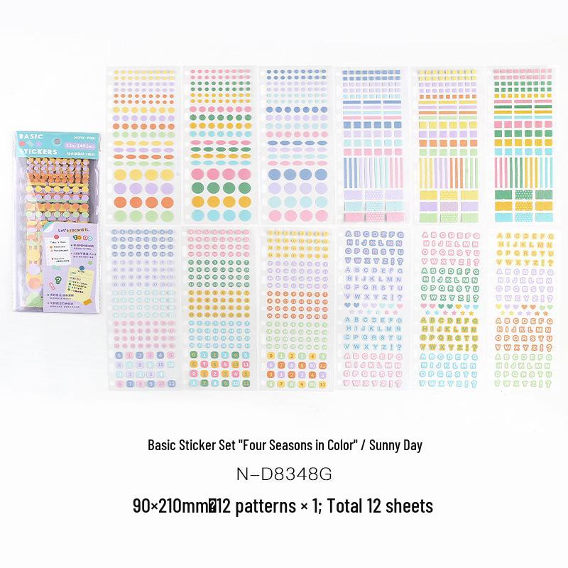 Four Seasons Korean Style Artistic Dot Marker Stickers Set for Journals