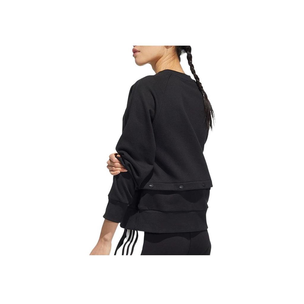 Adidas Originals Solid Logo Print Casual Sports Long Sleeve Sweatshirt Women sweatshirt Black HH9457