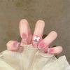 24Pcs Goose Yellow Cream Flower French Acrylic Press On Nails Full Coverage Removable False Nail Art Tips