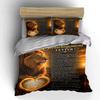 Lion Print with Encouragement Letter Design Bedding Set (1 Duvet Cover, 2 Pillowcases, Duvet Not Included)
