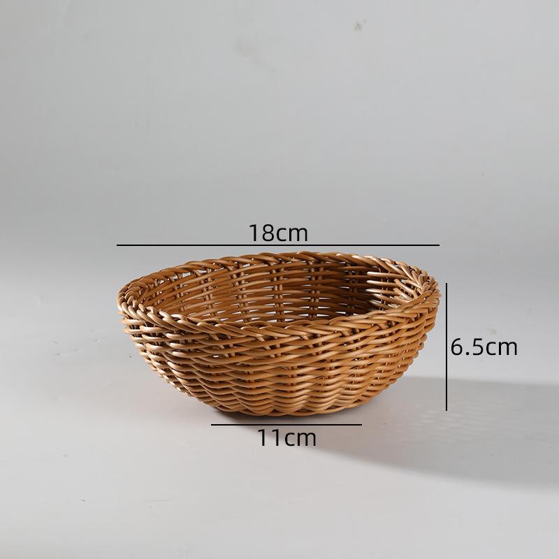 Handwoven Hardness Rattan Wicker Woven Serving Baskets Household Bread Fruit Vegetables Basket Rattan Basket Restaurant Display