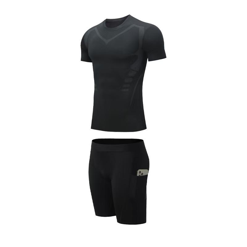 Men's Summer Fitness Set: Breathable Elastic T-shirt & High-Elastic Sports Shorts