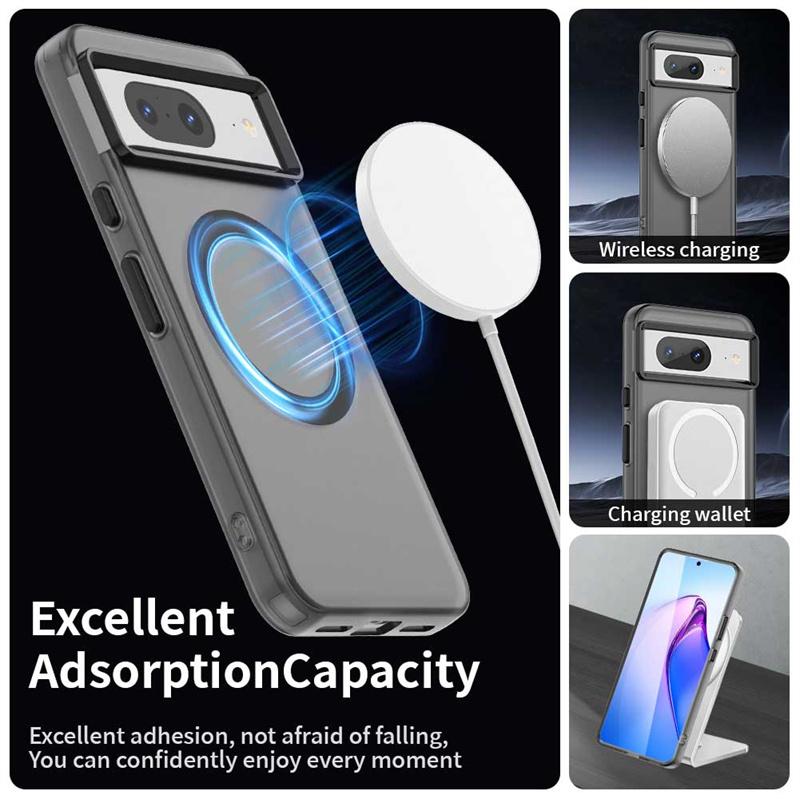 Per Google Pixel 8 Custodia Magsafe Ricarica Wireless Cover Google Pixel 8 Custodia Antiurto Opaca TPU Paraurti per Telefono Per Google Pixel 8