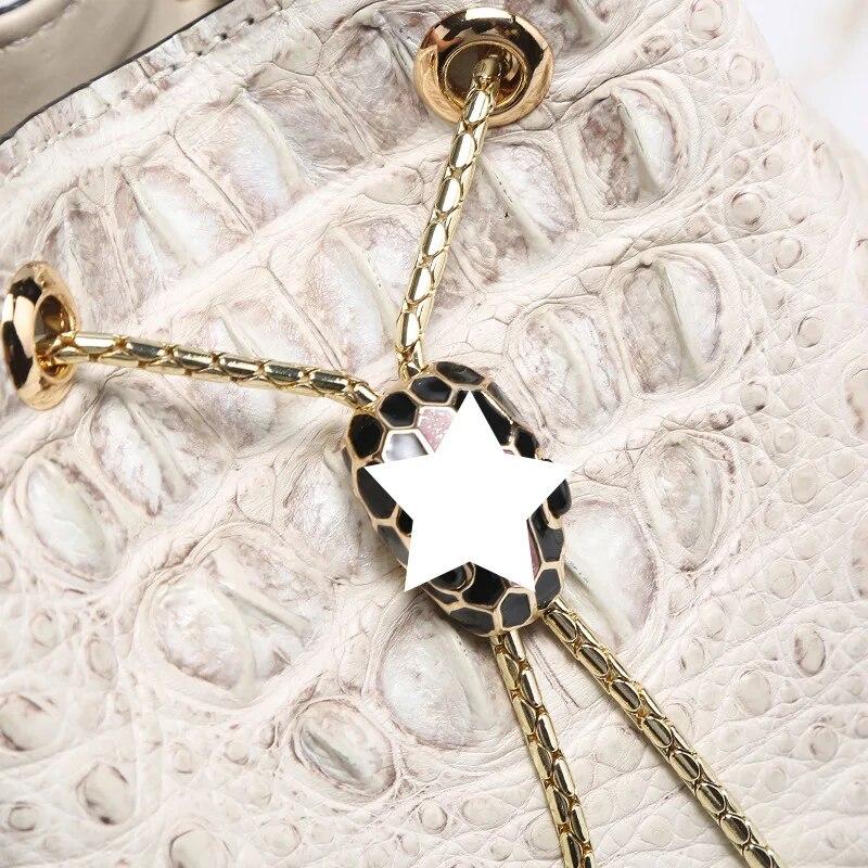 Women Genuine Leather Pure Color Crossbody Bag Luxury Imported Lightweight Shoulder Bag Leisure Lady Fashion Bucket Bag