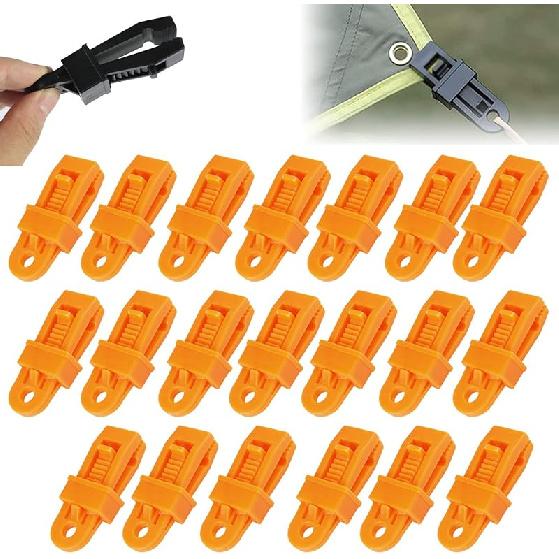 Tarpaulin Clips, Camping Accessories for Tent,20 Pcs Adjustable Heavy Duty Lock Grip for Tarp & Shade Cloth Color, Windproof Shade Cloth Plastic