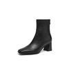 Krazing Pot Sheepskin Winter Square Toe Modern Boots Thick High Heels Zipper Women Ankle Boots