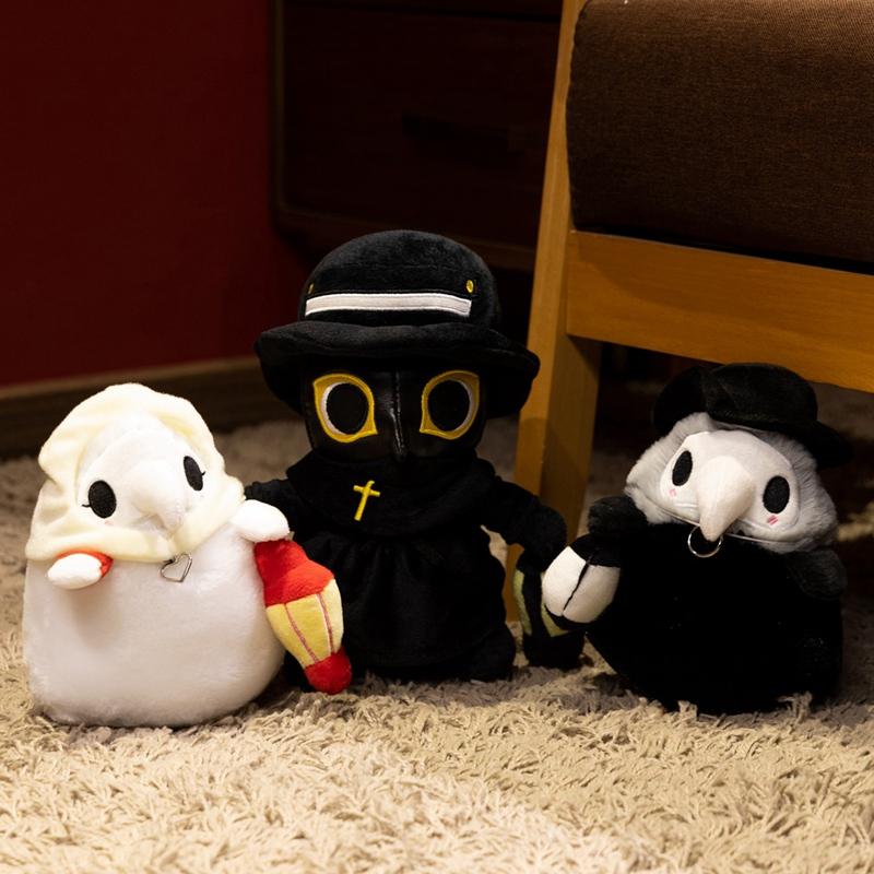 20cm Cartoon Creative Crow Plush Doll Luminous Dark Crow Cartoon Character Doctor Plush Toy Home Decor Gift For Kids