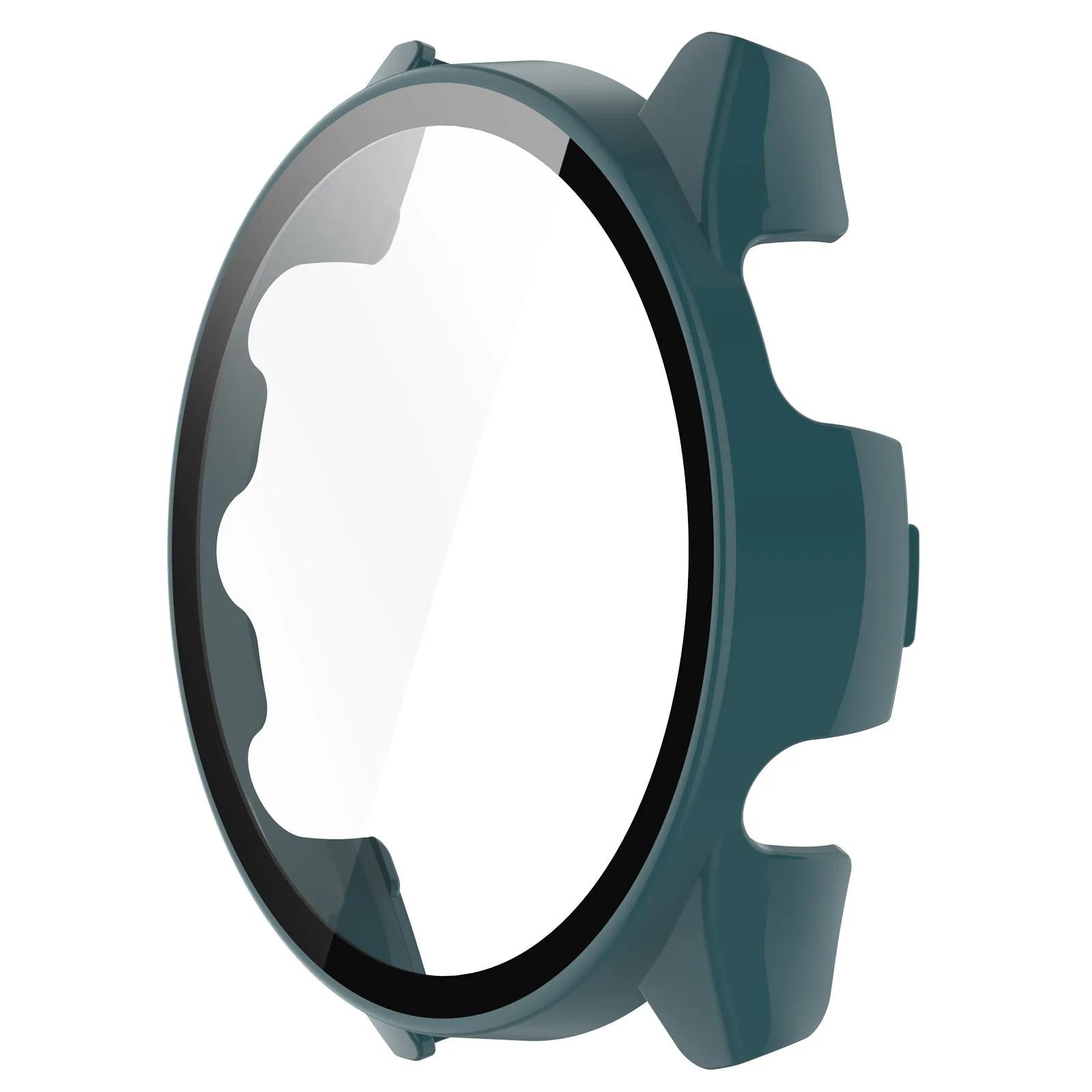 2-in-1 Schutzhülle für Garmin Forerunner 165 mit gehärtetem Glas PC-Abdeckung für Garmin Forerunner 165 Music Rundum-Stoßfänger Garmin 165 Music grün