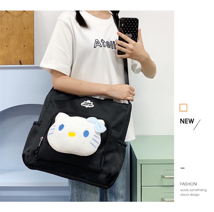 Korean Style Cute Women's One-Shoulder Plush Canvas Handbag