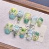 Green Hand-Painted Gradient Spring Nail Art - Fresh, Purely Handmade Wearable Nails for Boutique Retail.